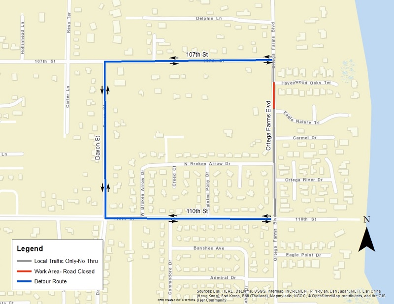 Ortega Farms Bv Detour Map